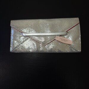 NWT Victoria's Secret Silver Sparkle Envelope Clutch Bag